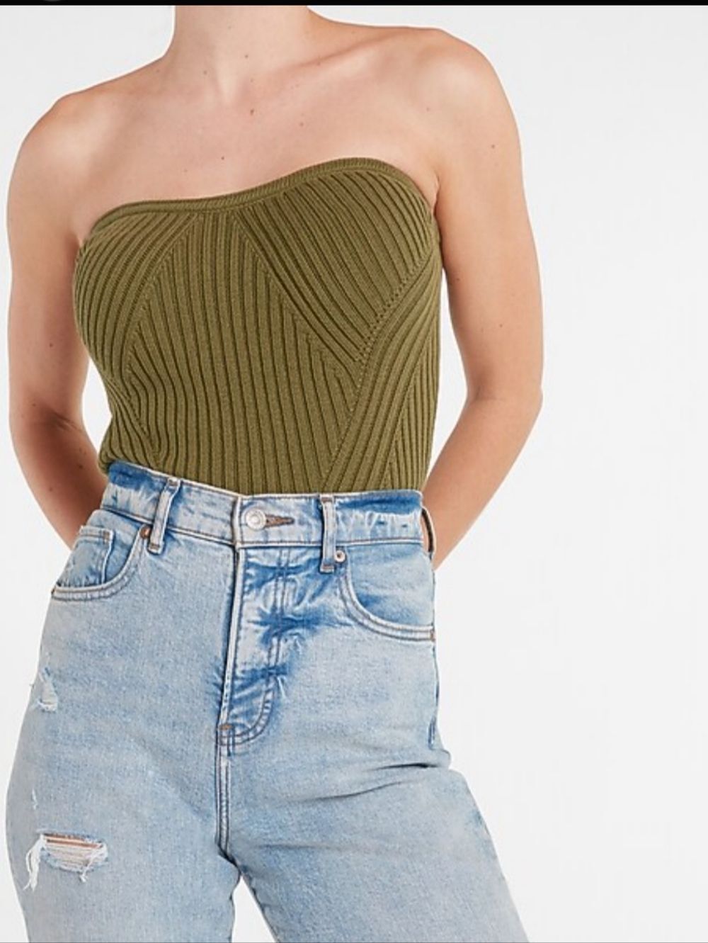 EXPRESS Women's Size Large Ribbed Strapless Sweater Tube Top